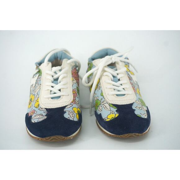 Tory Burch Low Top Floral Suede Sneakers SZ 5 Tennis logo $225 New Trainer - Picture 3 of 9